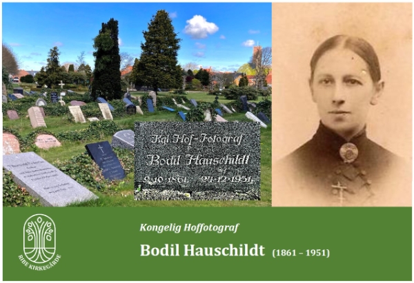 Bodil Hauschildt gravsten og portrætbillede